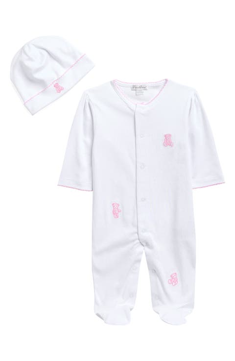 Embroidered Pima Cotton Footie & Hat Set (Baby)