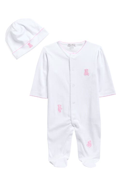 Kissy Kissy Embroidered Pima Cotton Footie & Hat Set In White