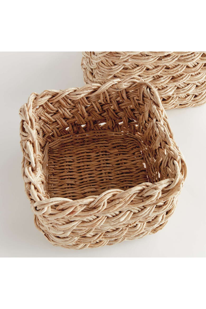 Abaca French Braid Storage Baskets Square Set Of 2, Alternate, color, Beige