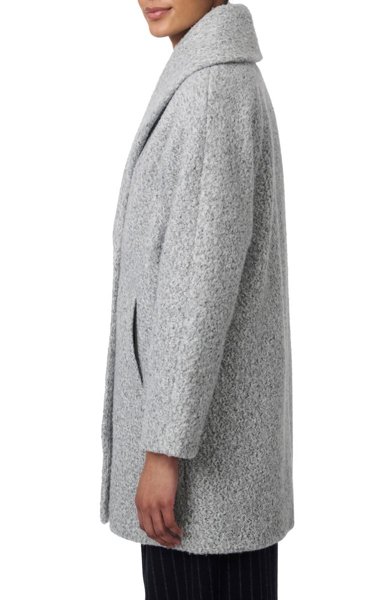 Bernardo Shawl Collar Double Breasted Faux Shearling Coat, Alternate, color, Heather Grey