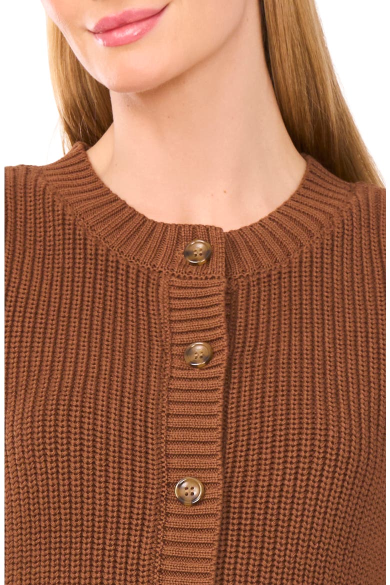 Sleeveless Cotton Cardigan, Alternate, color, RICH COGNAC
