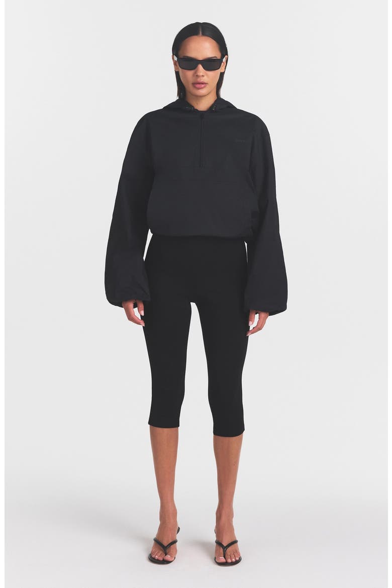 Woven Cotton Half Zip Hoodie, Alternate, color, ONYX