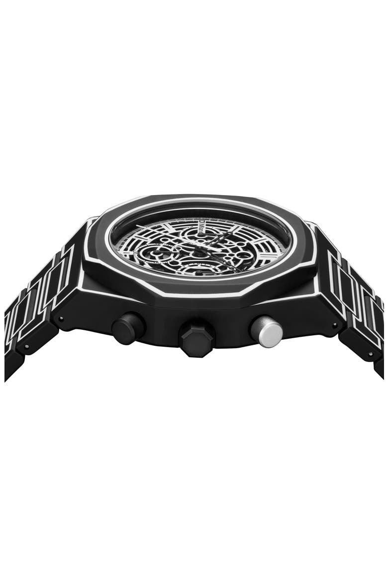 Sketch Skeleton Chronograph Bracelet Watch, 40.5mm, Alternate, color, BLACK