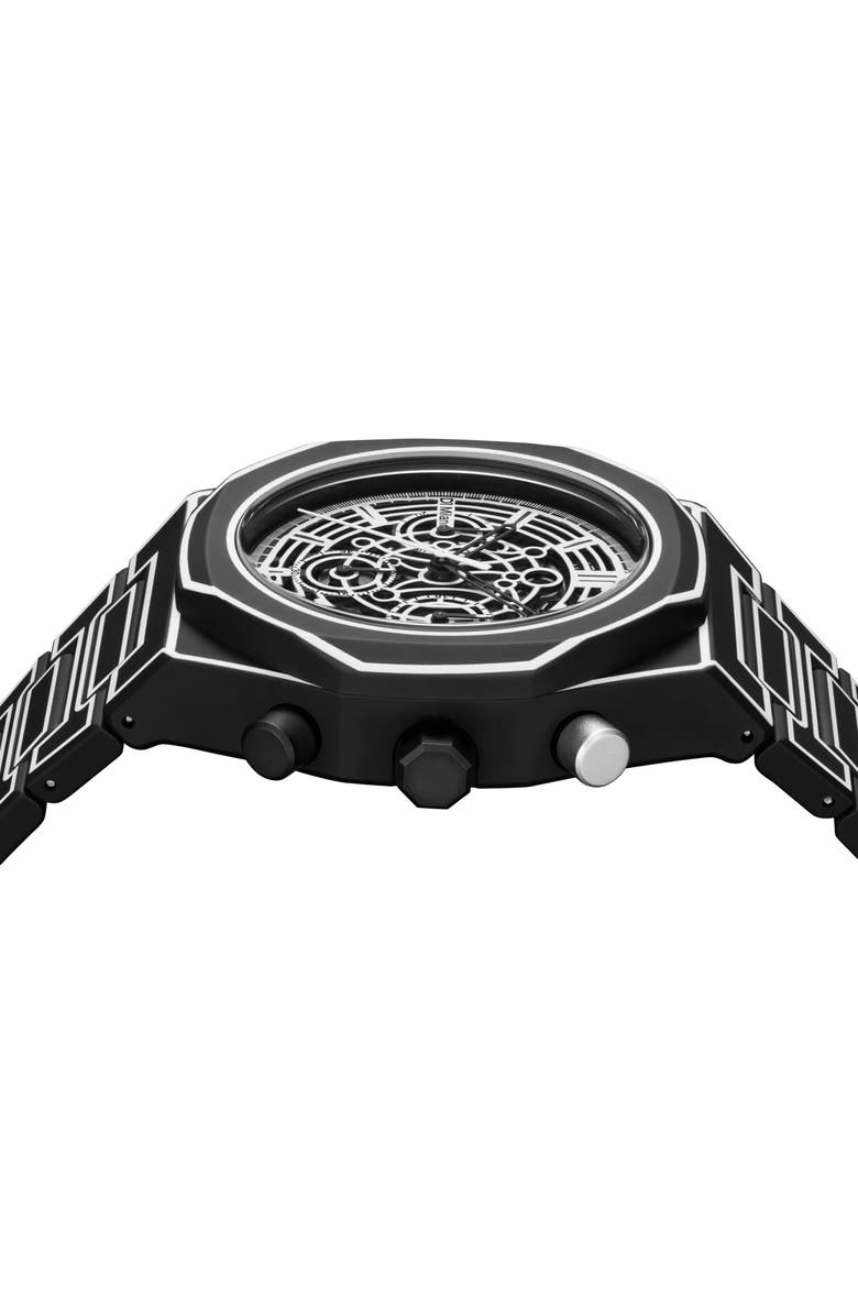 D1 Milano Sketch Skeleton Chronograph Bracelet Watch, 40.5mm, Alternate, color, Black