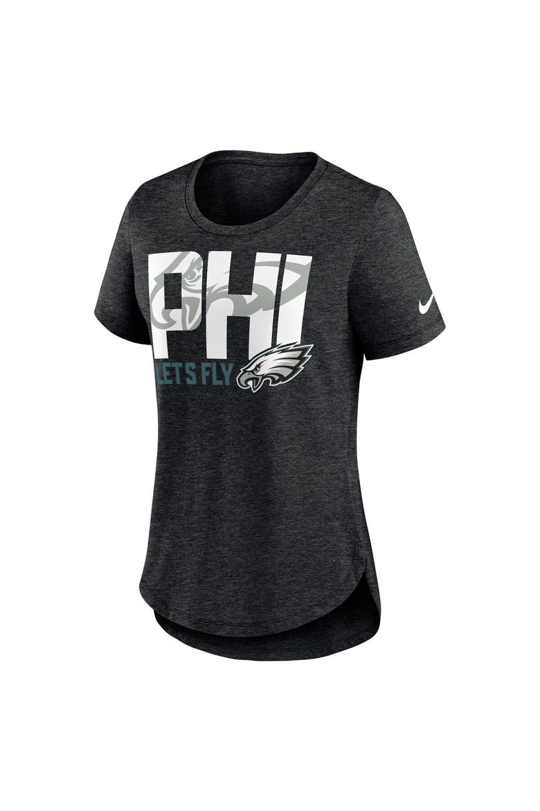 Women's Nike Heather Black Philadelphia Eagles Local Fashion Tri-Blend T-Shirt, Alternate, color, Heather Black