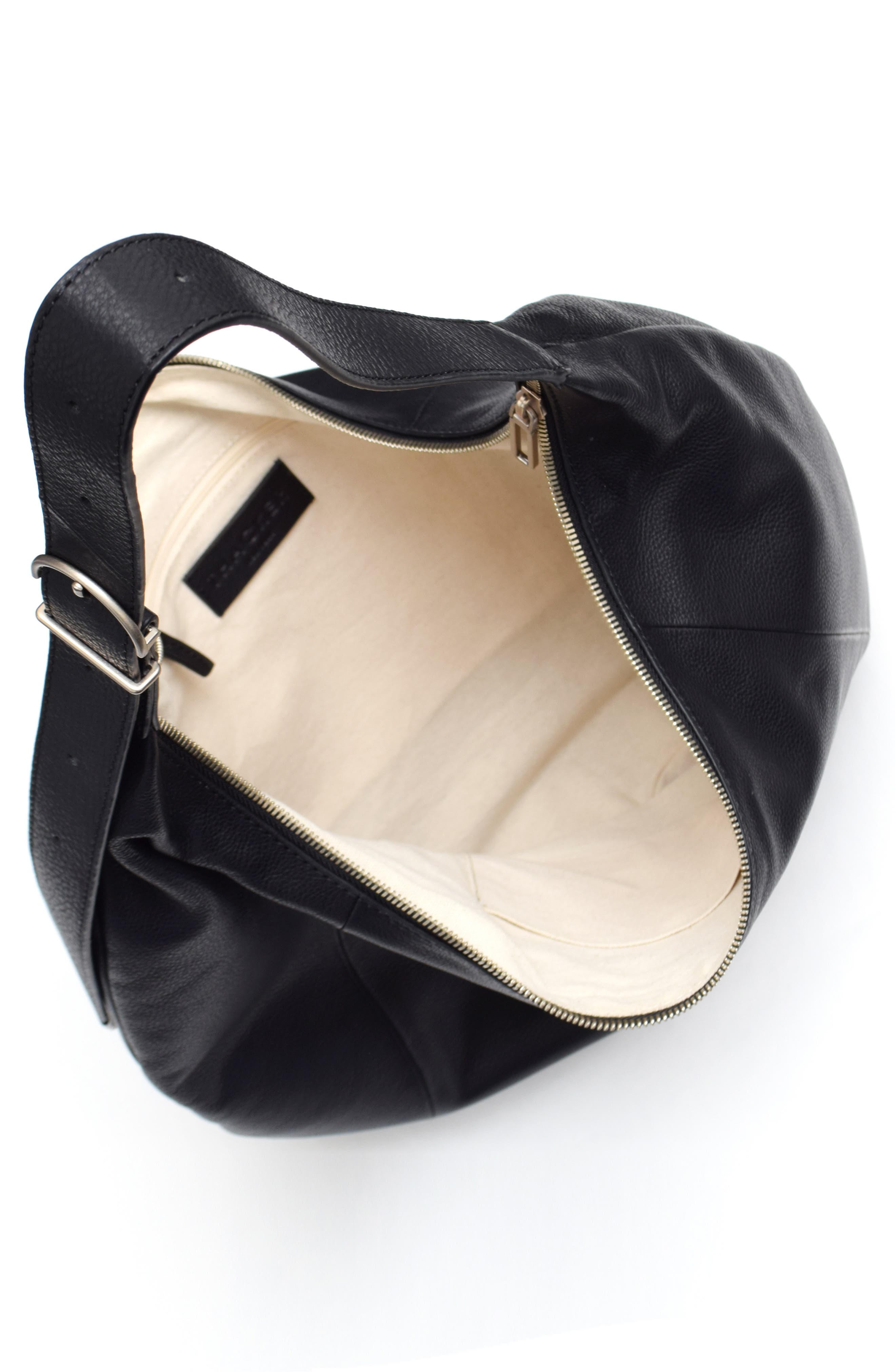 Thacker Oversize Wyatt Leather Hobo Bag, Alternate, color, Black