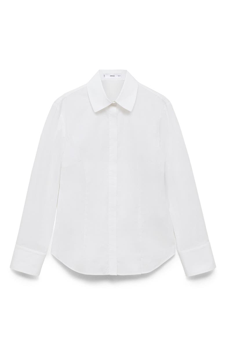 MANGO Slim Fit Stretch Poplin Button-Up Shirt, Alternate, color, White