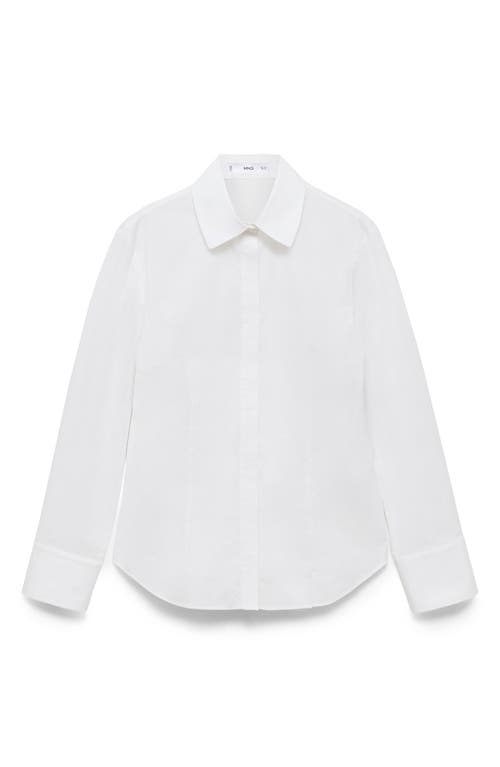 Mango Slim Fit Stretch Poplin Button-up Shirt In White