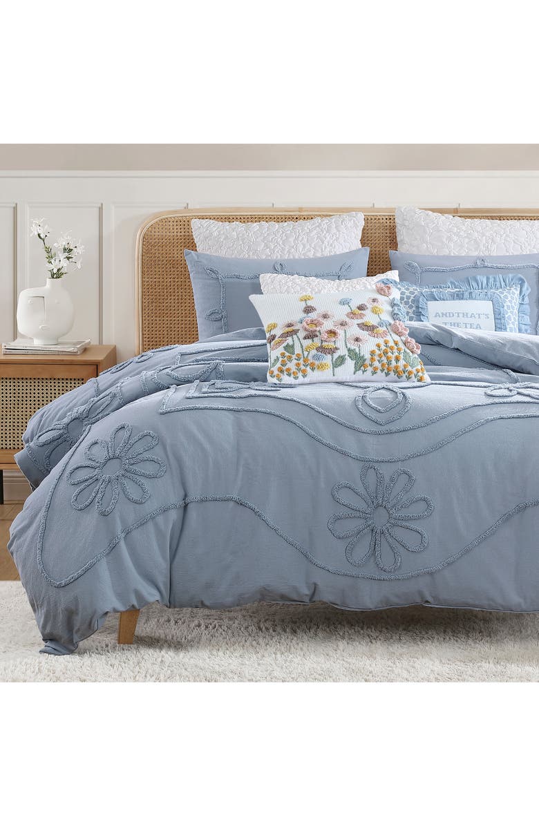 Peri Home Retro Scroll Duvet Cover & Shams Set, Alternate, color, Blue