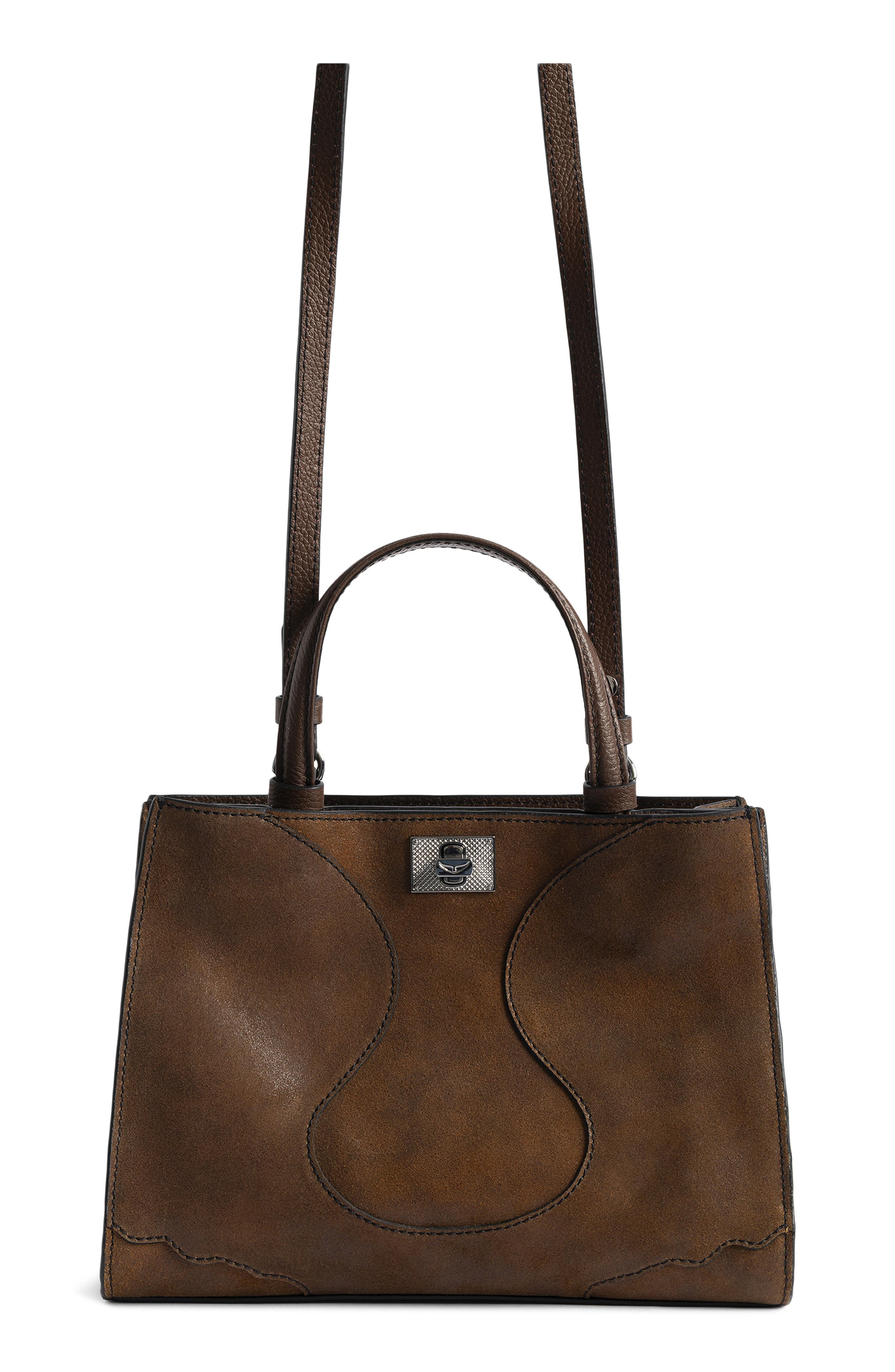 Zadig & Voltaire Jack Nano Waxy Suede Shoulder Bag, Alternate, color, Wood