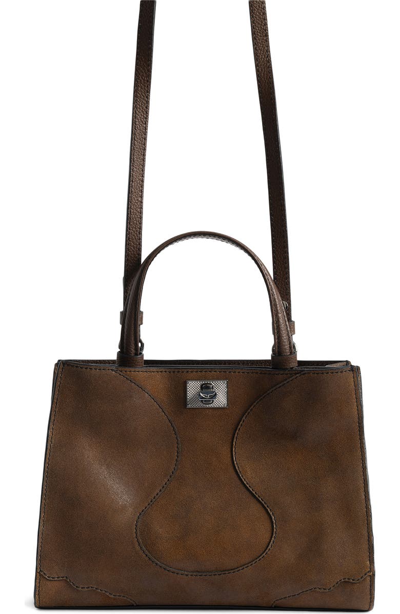 Zadig & Voltaire Jack Nano Waxy Suede Shoulder Bag, Alternate, color, Wood