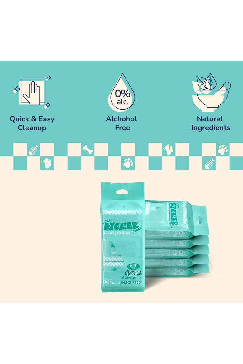 Hypoallergenic Mini Dog Body Wipes with Aloe, Chamomile & Shea Butter, Alternate, color, White - 6Pack (48ct)