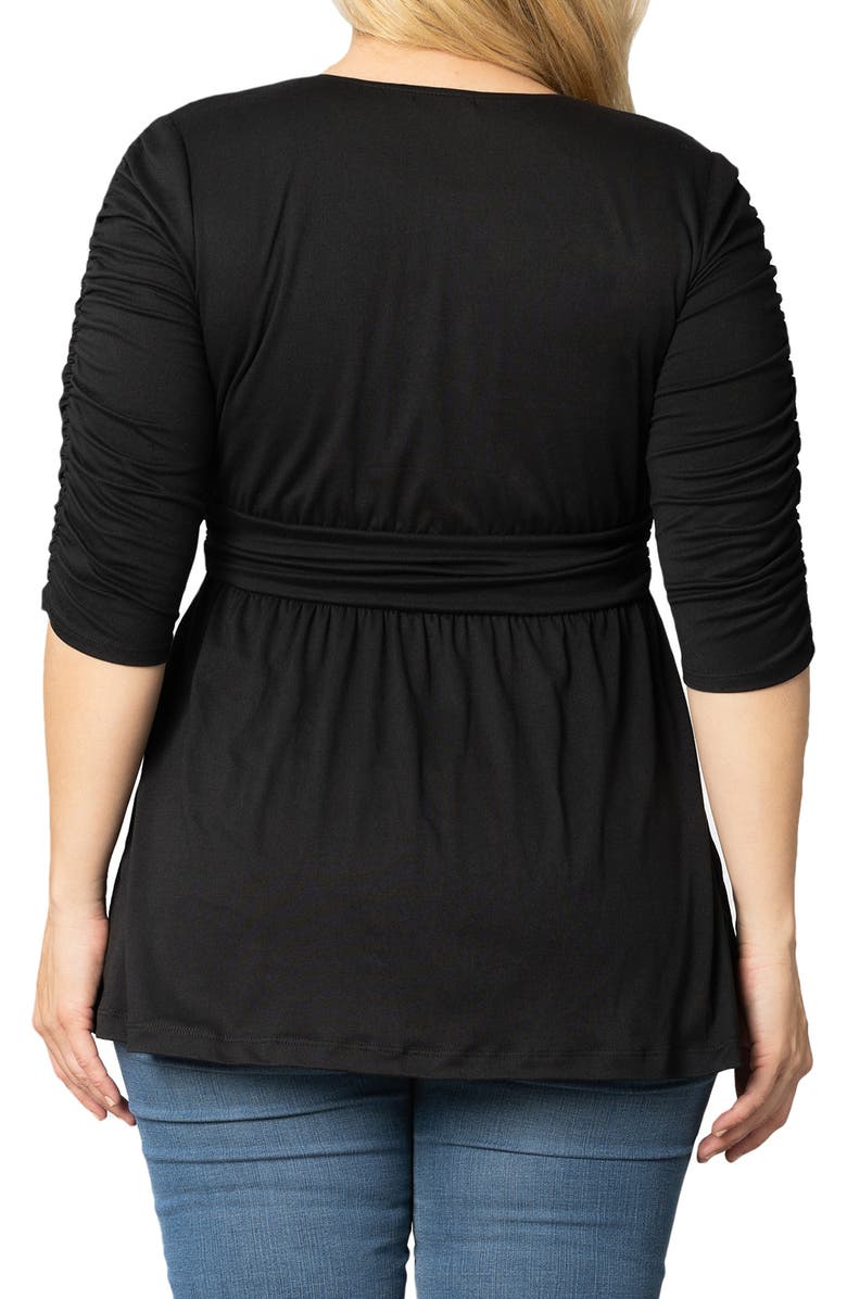 Kiyonna Solstice Ruched Sleeve Top, Alternate, color, 
