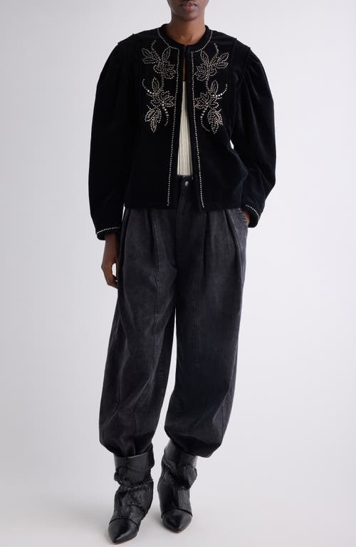 Isabel Marant Pietra Stud-embellished Velvet Jacket In Black