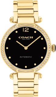 COACH Cary Automatic Crystal Bezel Bracelet Watch, 34mm