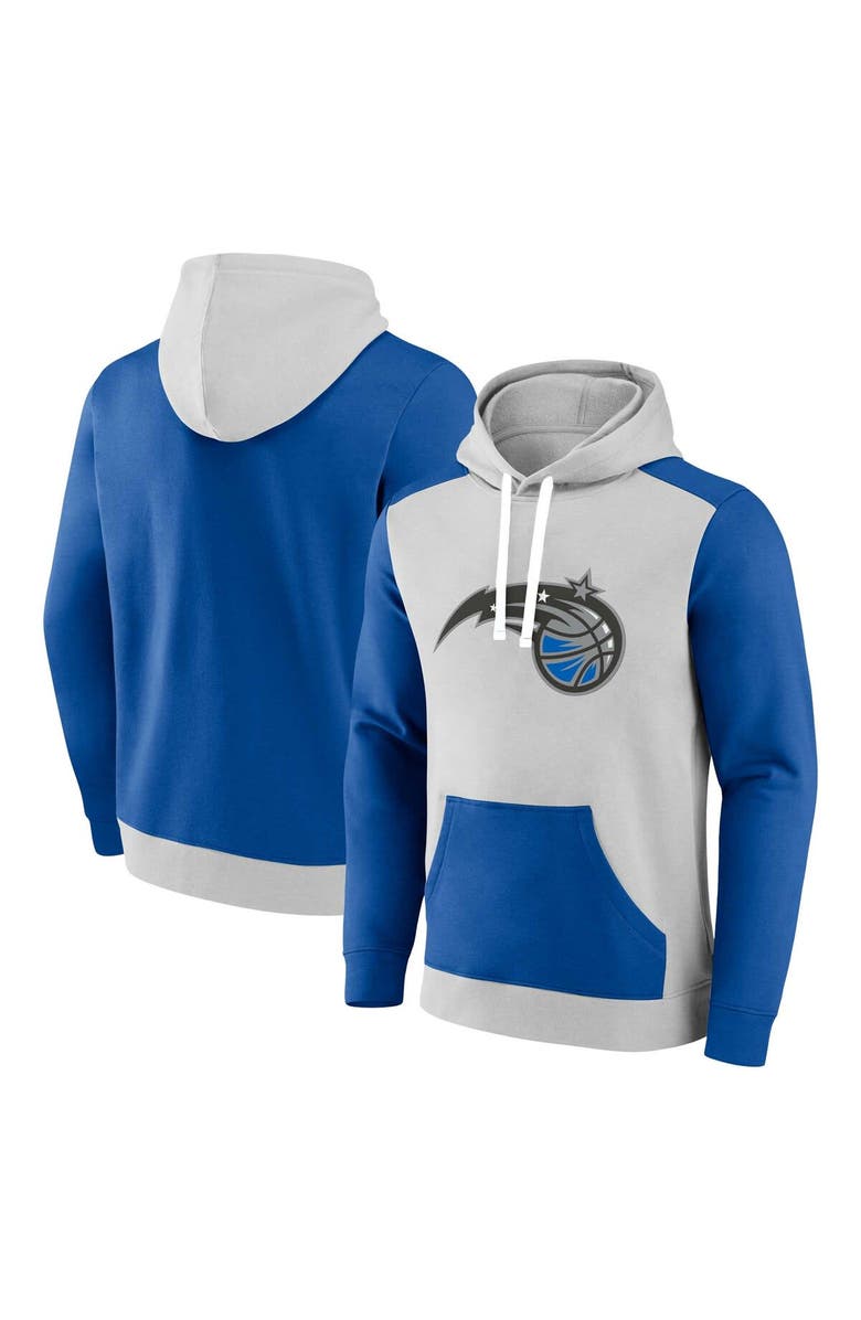FANATICS Men's Fanatics Branded Gray/Blue Orlando Magic Arctic Colorblock Pullover Hoodie, Alternate, color, 