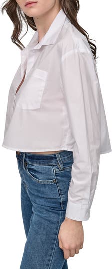 Crop Cotton Poplin Button-Up Shirt