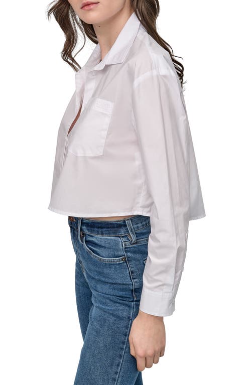 DKNY JEANS DKNY JEANS CROP COTTON POPLIN BUTTON-UP SHIRT