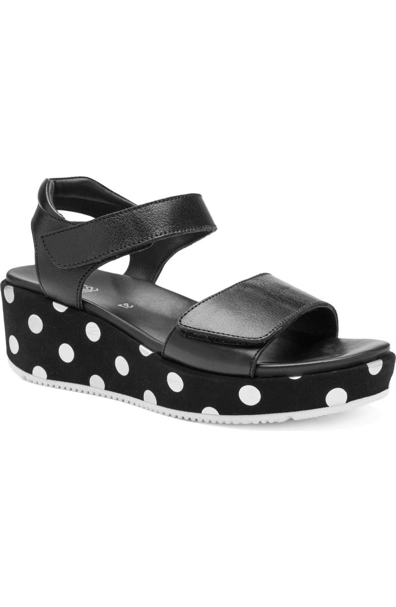 ara Rosepetal Platform Wedge Sandal, Main, color, Black/ Black/ Cream