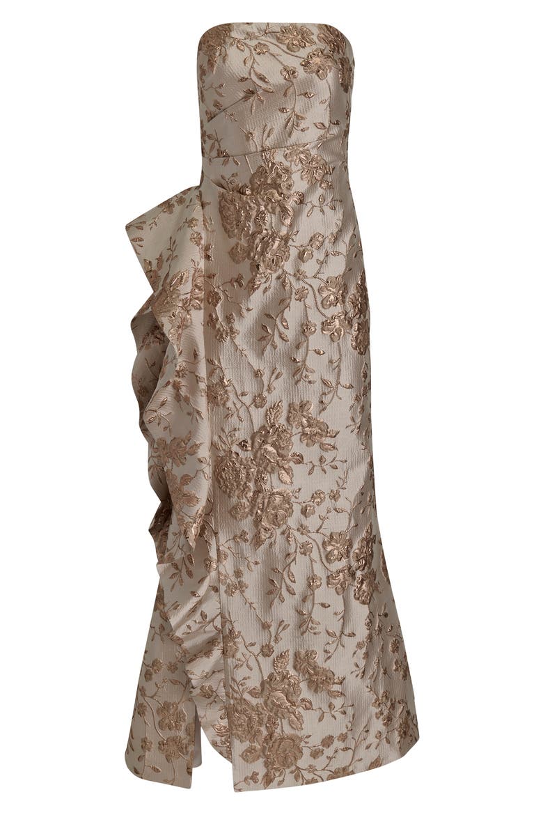 Floral Metallic Jacquard Sleeveless Gown, Alternate, color, SHADOW PINK