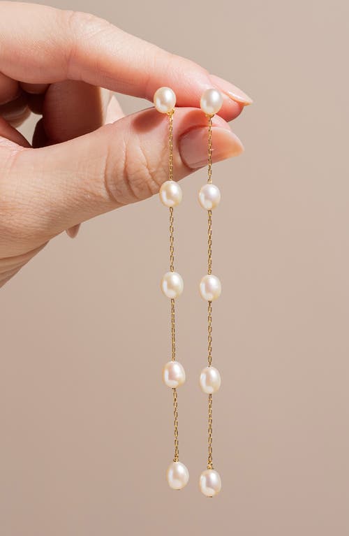 Local Eclectic Delicate Freshwater Pearl Linear Drop Earrings In White