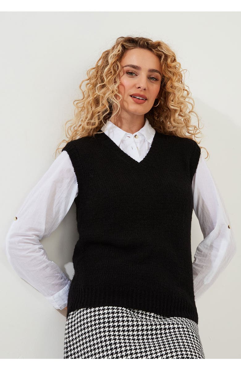 Joe Browns Rib V-Neck Sweater Vest, Main, color, Black