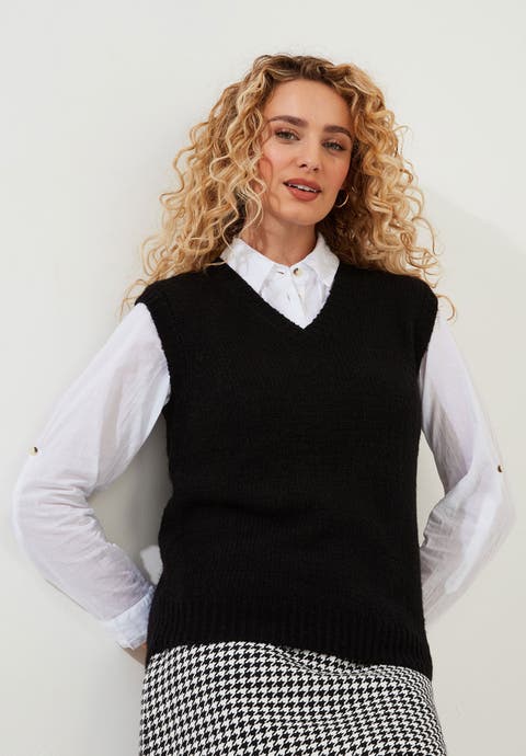 Rib V-Neck Sweater Vest (Plus)