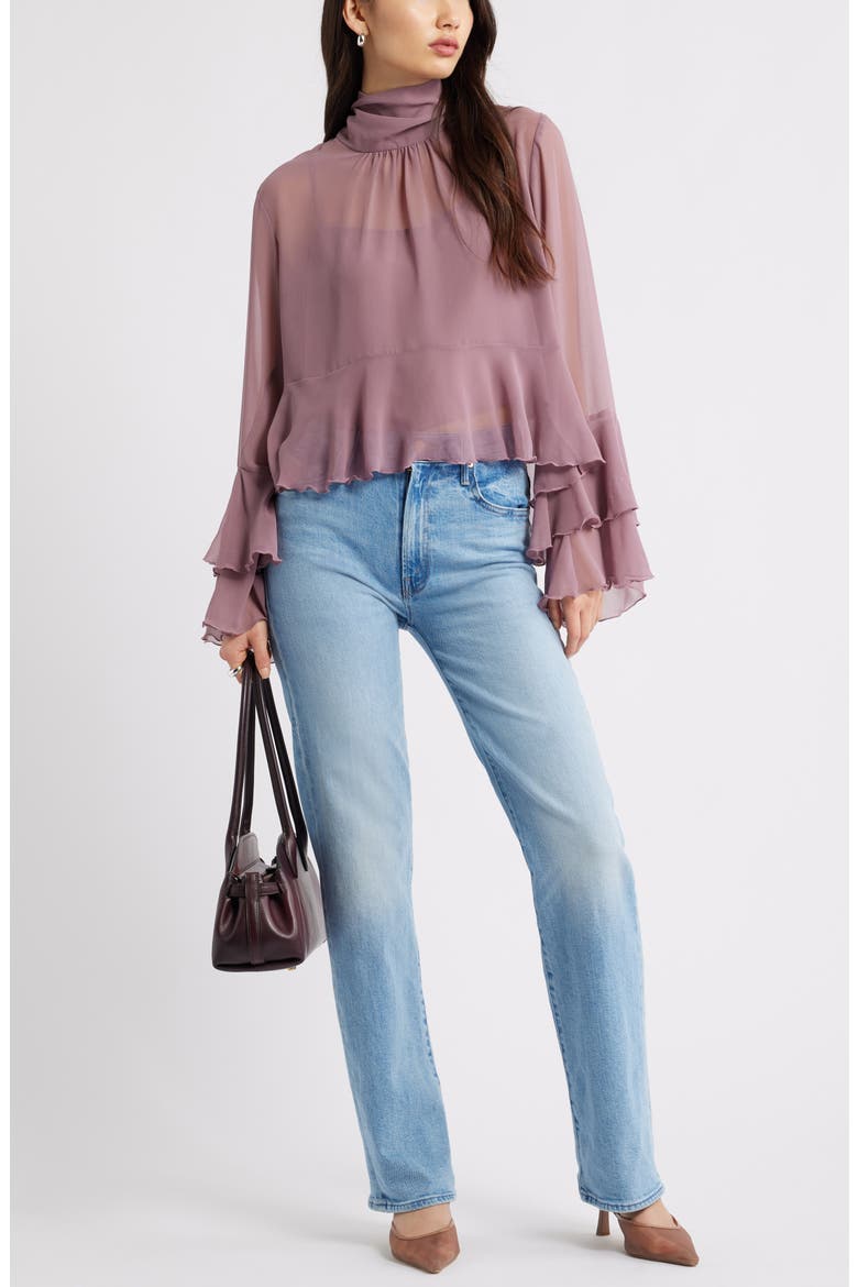 High Neck Chiffon Top, Alternate, color, PURPLE WISTFUL