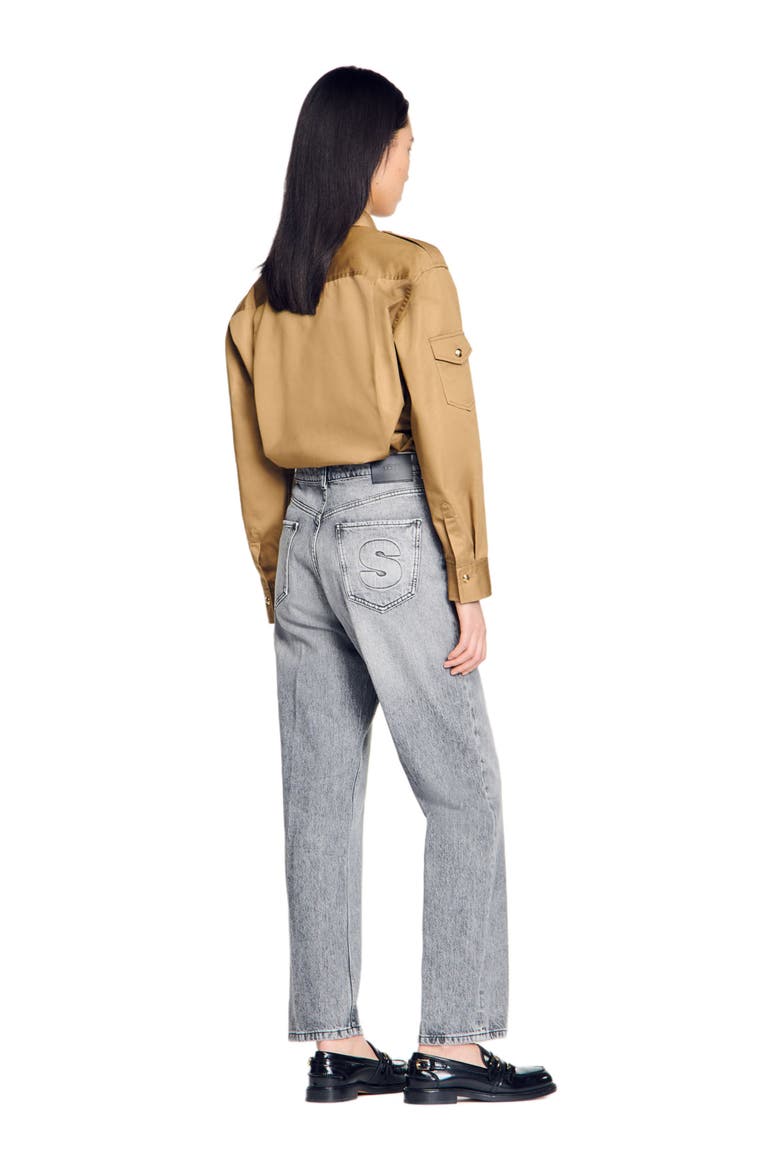 Low-waisted straight-leg jeans, Alternate, color, Grey
