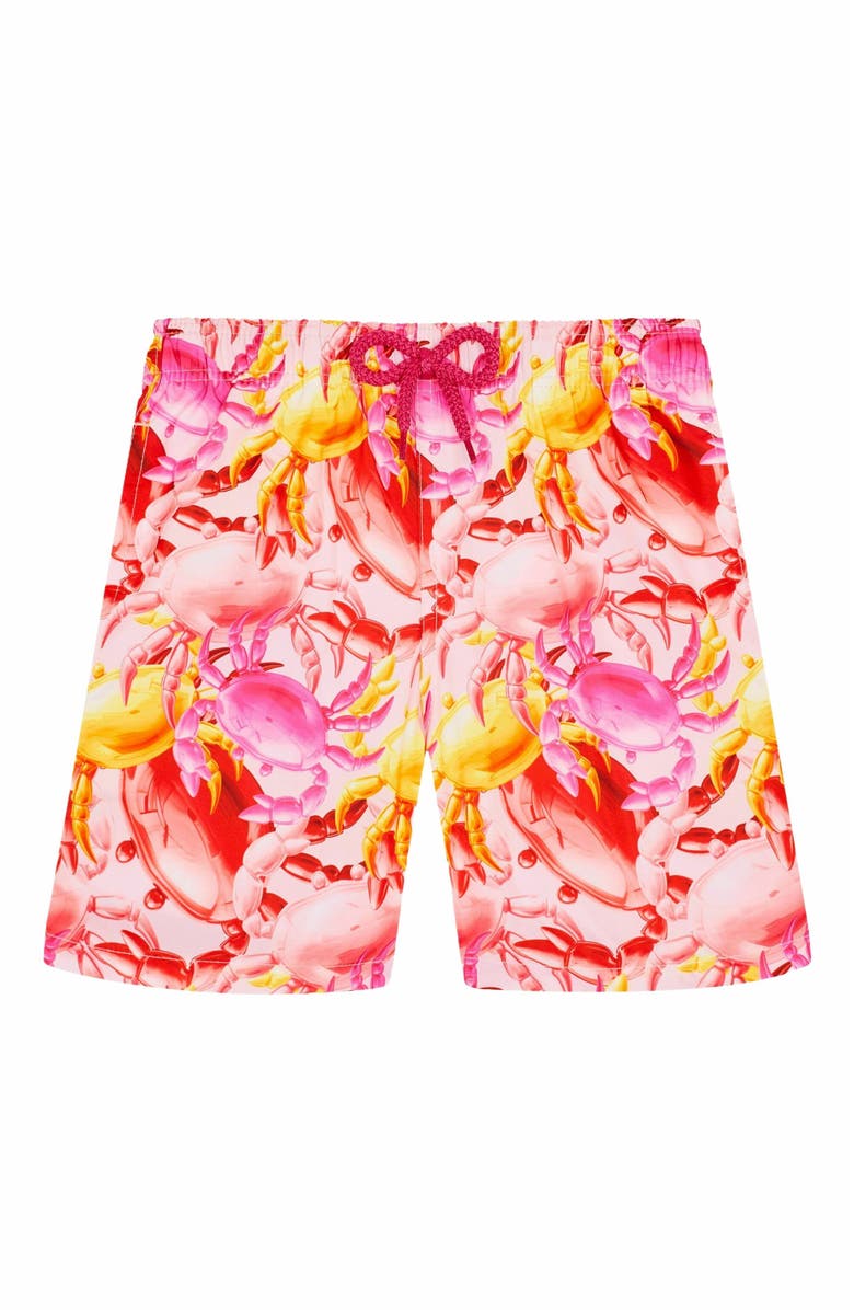 Vilebrequin Kids' Crab Ballons Ultra-Light and Packable Swim Shorts, Main, color, Pivoine