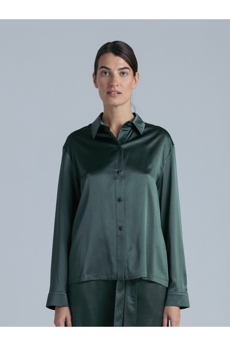 Silk Long Sleeve Shirt, Main, color, Rich Green