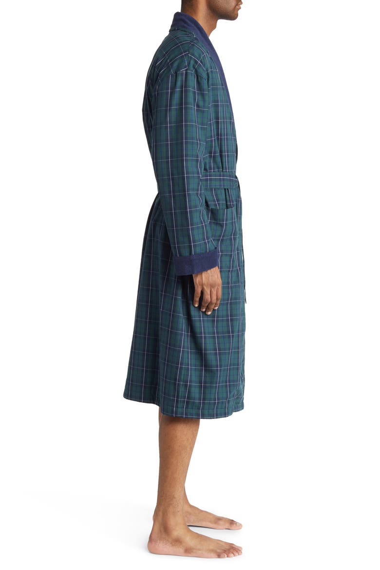 Weekend Escape Fleece Lined Robe, Alternate, color, NAVY/ GREEN