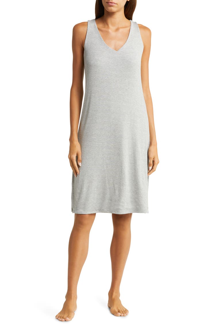 Rib Knit Nightgown, Main, color, GREY