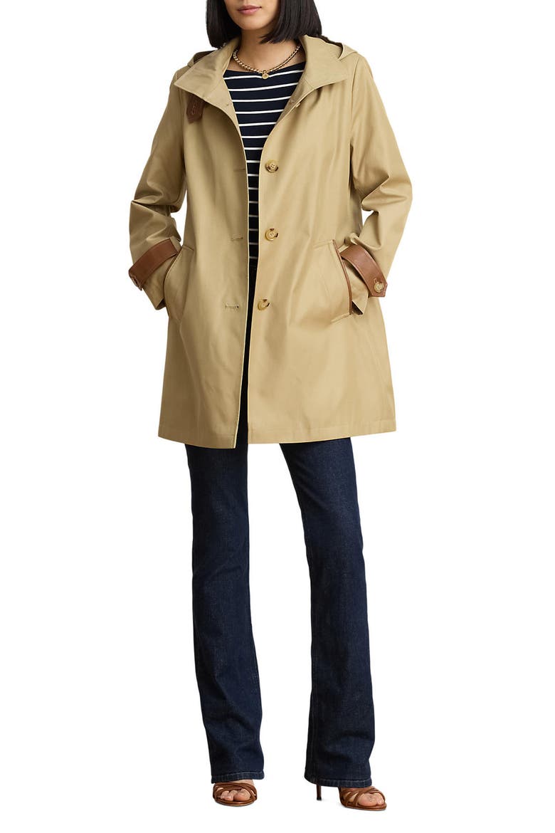 Hooded Cotton Blend Coat, Main, color, BIRCH TAN