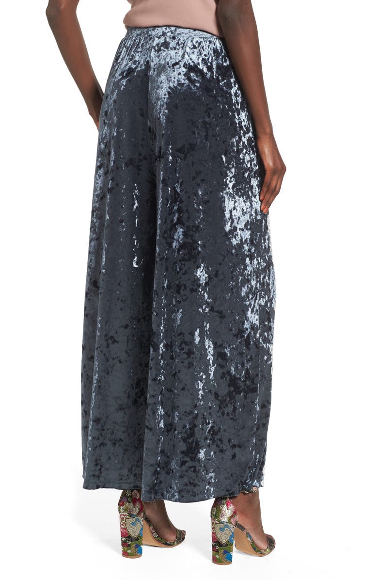 Leith Crop Wide Leg Velour Pants, Alternate, color, Navy India Ink