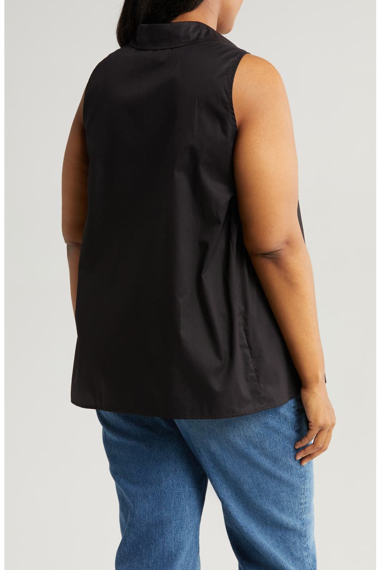 Ziva Sleeveless Button-Up Shirt, Alternate, color, BLACK