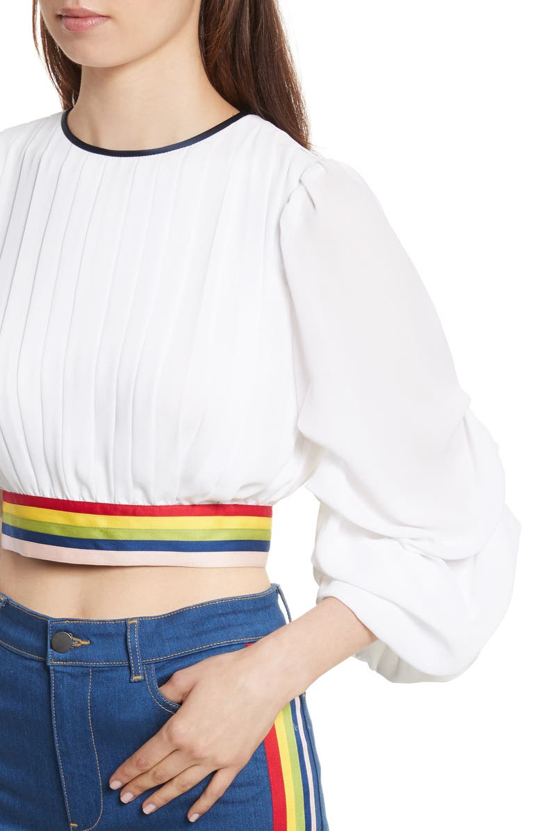 Alice + Olivia Dakota Tack Sleeve Top, Alternate, color, 