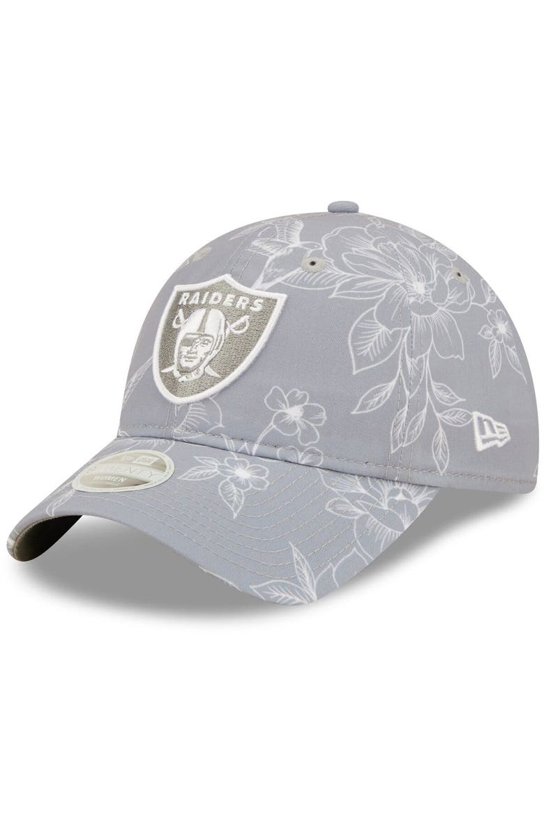 New Era Women's New Era Gray Las Vegas Raiders Botanic 9TWENTY Adjustable Hat, Main, color, 