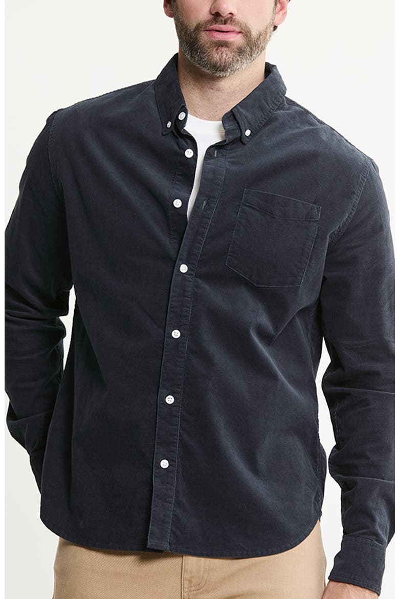 Stretch Corduroy Button-Down Shirt, Main, color, DARK INDIGO