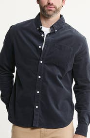 JACHS Stretch Corduroy Button-Down Shirt