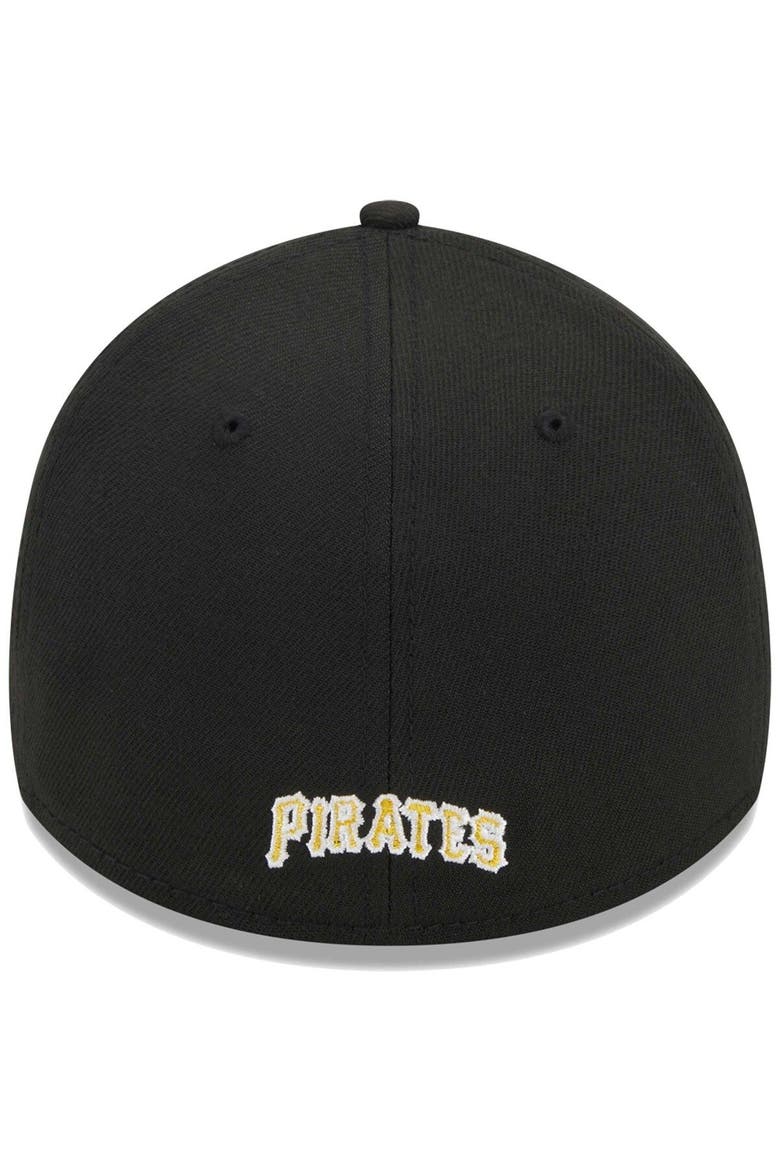 Men's New Era Black Pittsburgh Pirates Logo 39THIRTY Flex Hat, Alternate, color, Black