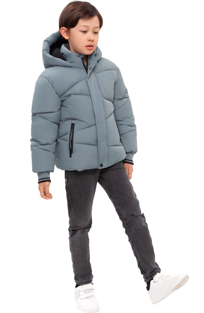 Rokka&Rolla Kids
 Cozy Grid Puffer Jacket, Alternate, color, Slate Green