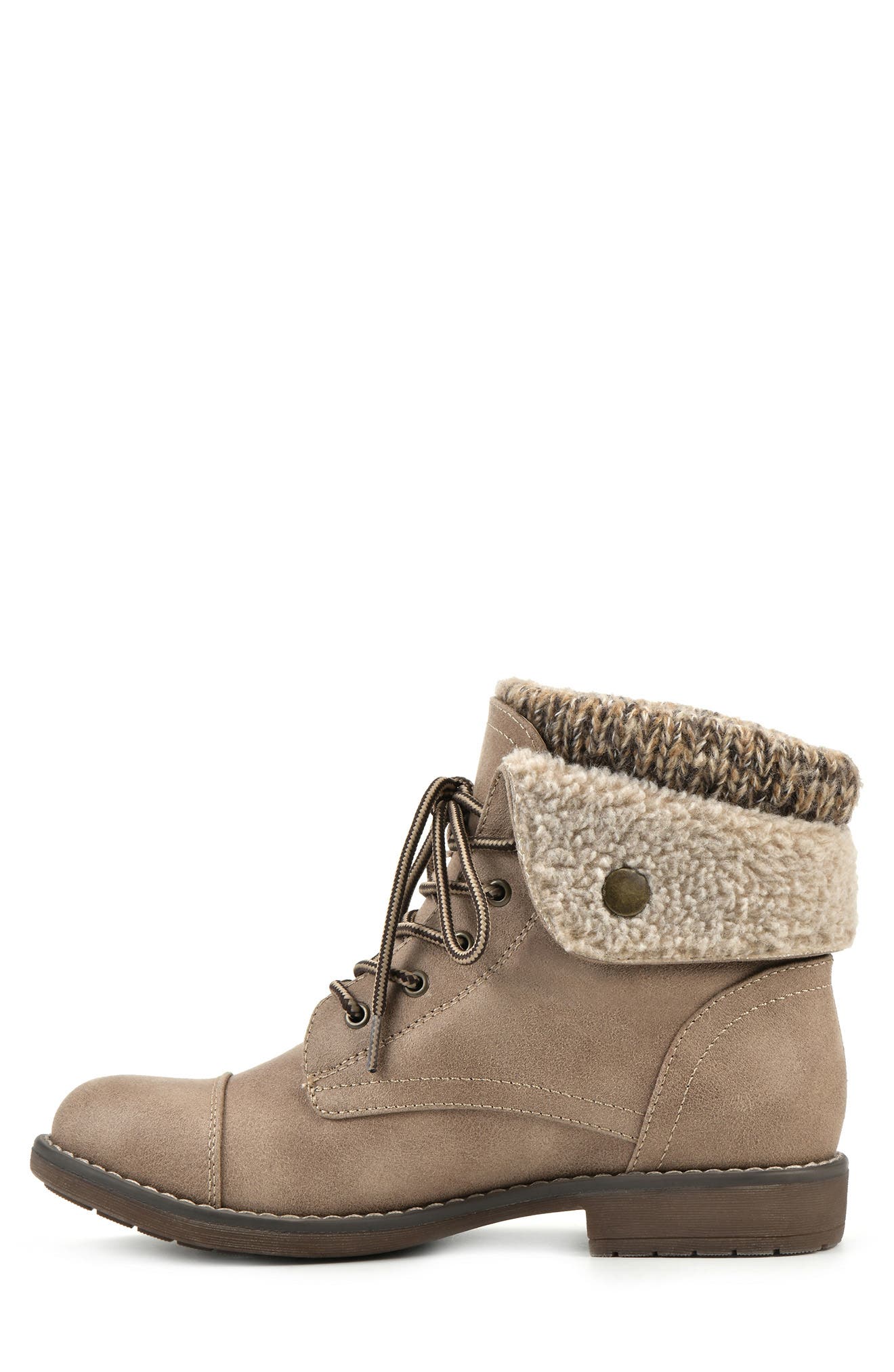 Duena Faux Shearling Lined Lace-Up Boot, Alternate, color, NATURAL FABRIC