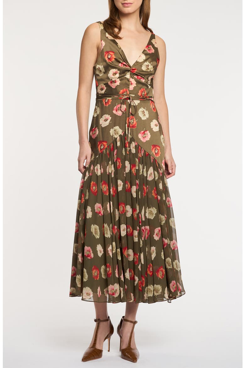 Floating Poppies Carline Slipdress, Alternate, color, DARK OLIVE MULTI