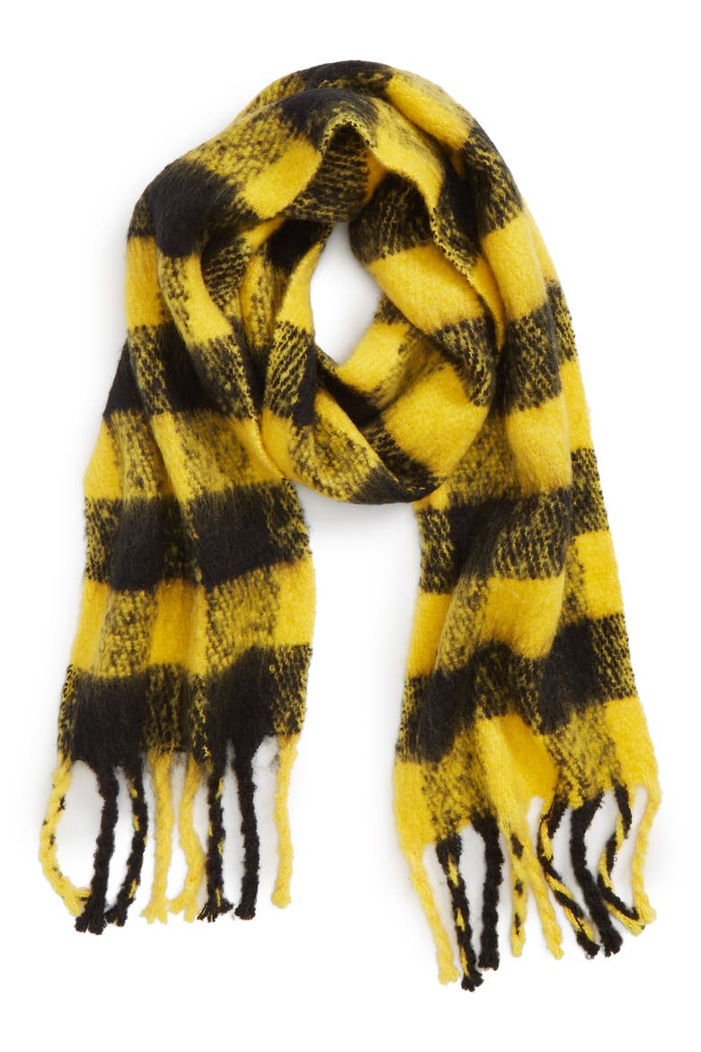 Heavy Punk Check Scarf, Alternate, color, YELLOW MULTI
