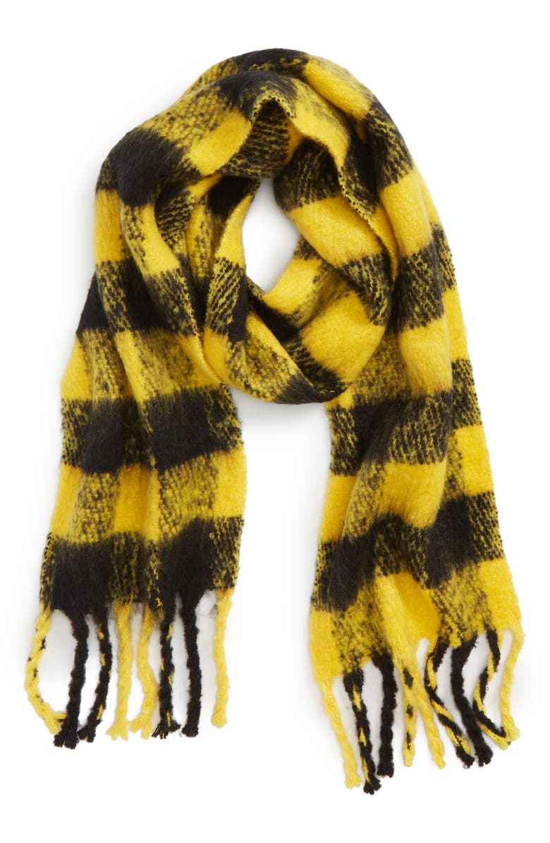 Topshop Heavy Punk Check Scarf, Alternate, color,