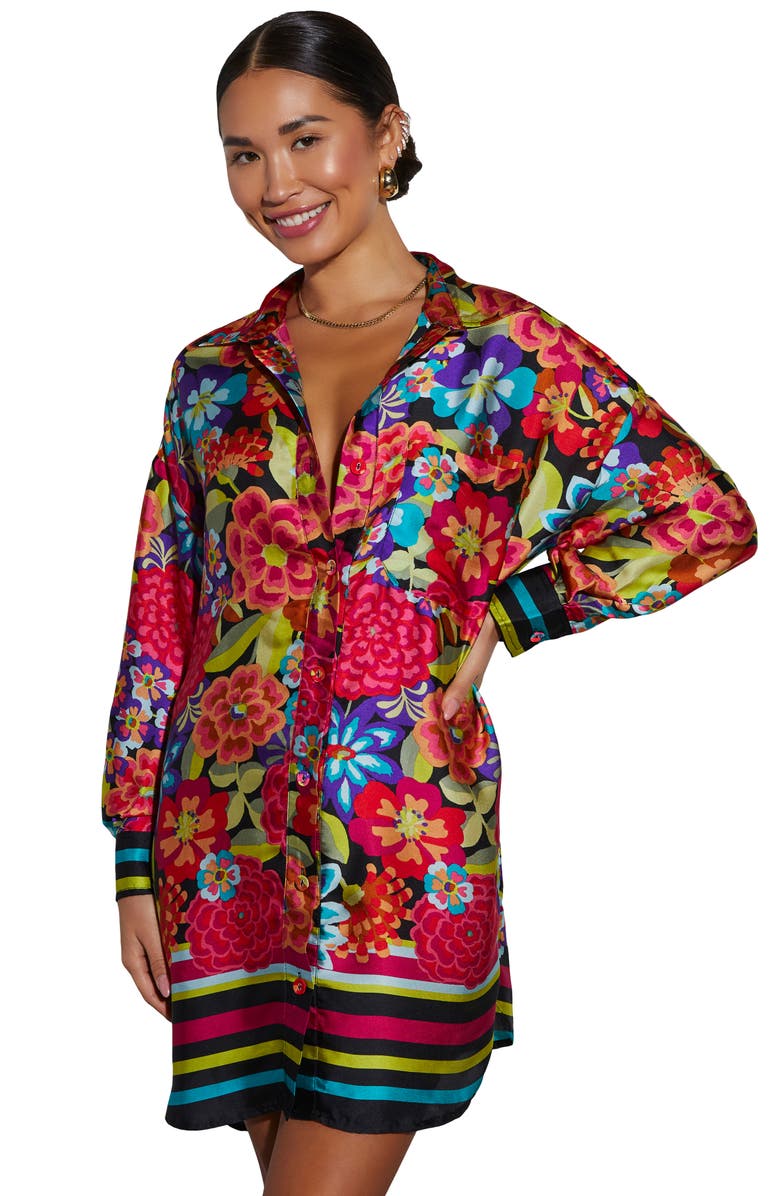 VICI Collection Coveted Floral Long Sleeve Shirtdress, Alternate, color, 