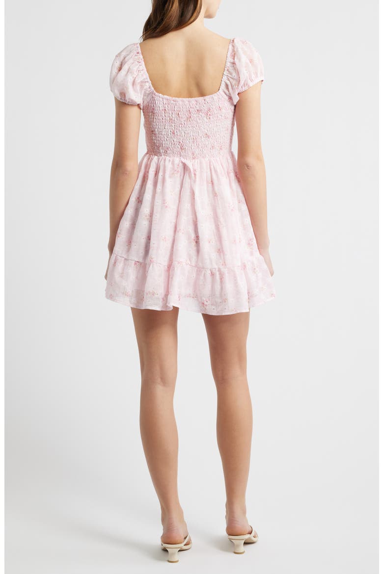 Embroidered Sweetheart Neck Minidress, Alternate, color, PINK DITSY