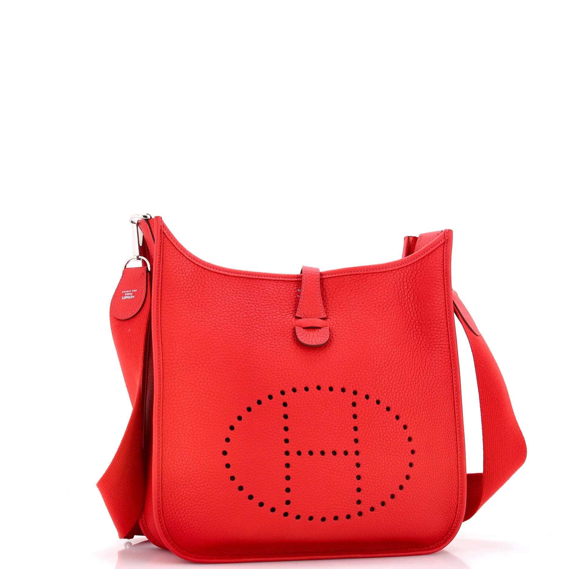 Pre-Owned Hermes Evelyne Bag Gen III Clemence PM, Alternate, color, Rouge Casaque