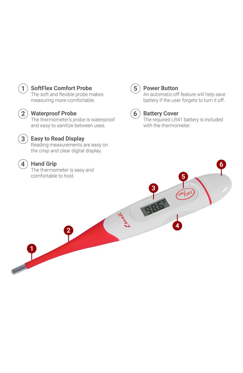 ESCALI Digital Body Thermometer, Alternate, color, White / Red
